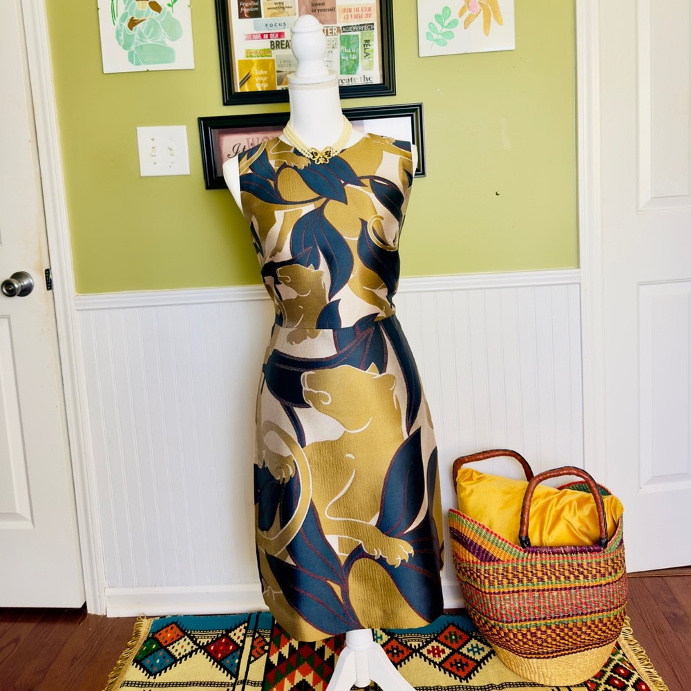 Elegant Jungle Cat Print Semi-Formal  Dress